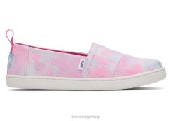 Toms barn ungdom alpargata multi tie dye twill LNRH549 sko rosa slipsfarge