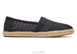 Toms kvinner alpargata espadrille med floral blondetau LNRH159 sko svart posy blonder