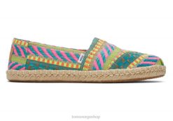 Toms kvinner alpargata global jaquard rope espadrille LNRH153 sko neon rosa global jacquard