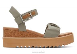 Toms kvinner diana rynket vevd kilesandal LNRH198 sko vetiver grå rynket vevd